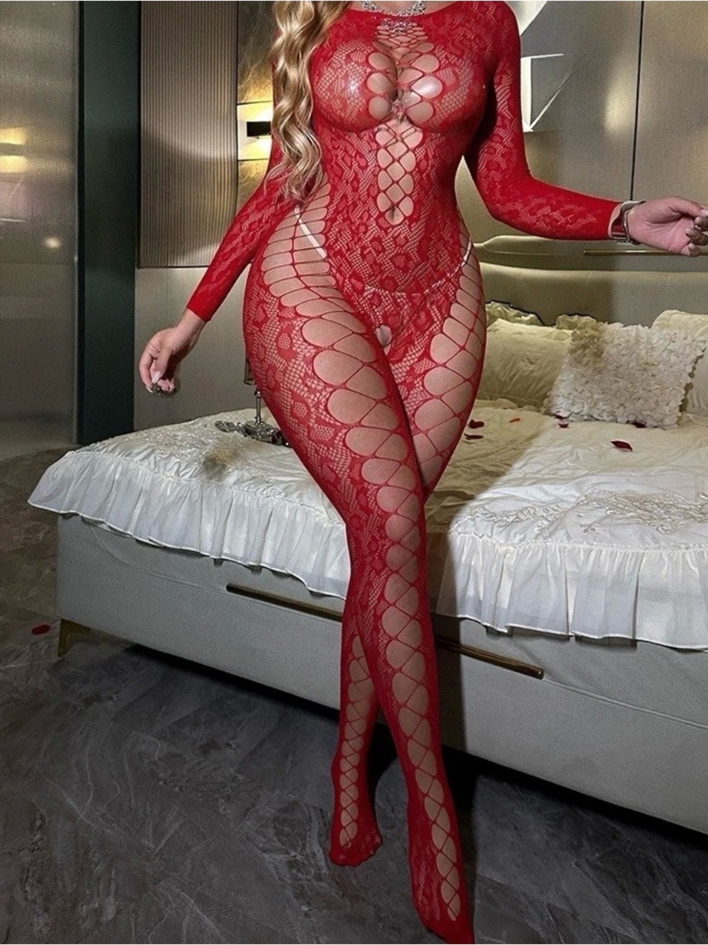 Sexy Women Bodysuit Full Body Stocking Fishnet Lingerie